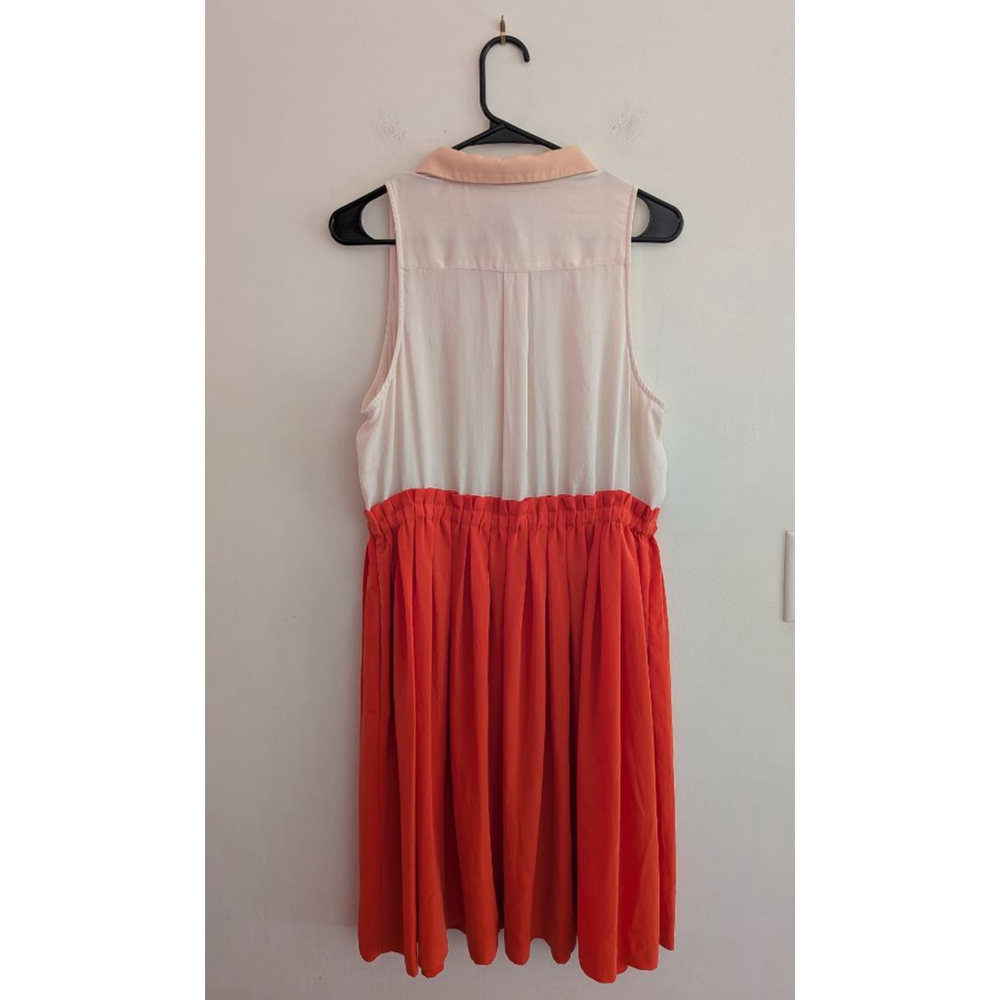 Women's Anthropologie Tank Dress Size 12 Orange and White - Picture 7 of 13